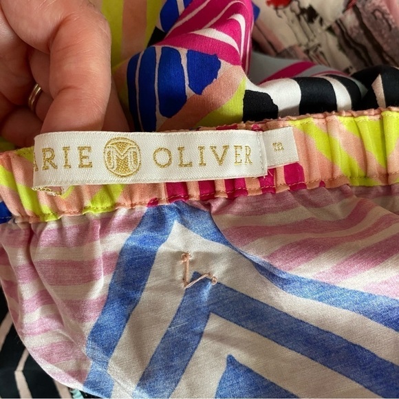 Marie Oliver Multicolor Off the Shoulder Geometric Silk Blend Top, Medium - Picture 10 of 11